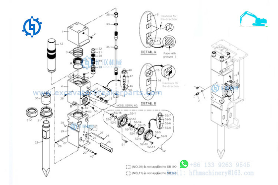 Unterbrecher-Teil-hydraulisches Hammer-Reparatur-Set SB70 SB81 SB85 SB100 SB121 SB130 Soosan