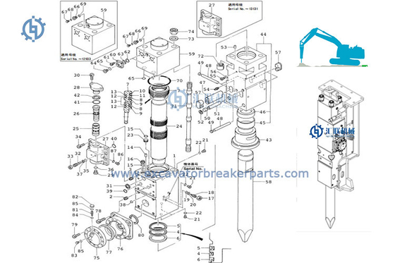 Hammer-Stoß-Kolben-Zylinder Furukawa Hydraulic Breaker Partss HB15G HB20G HB30G